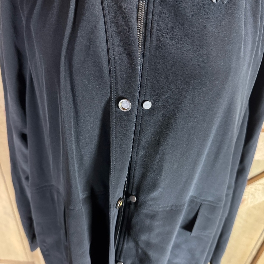 Eileen Fisher black crepe de chine silk bomber jacket Size XL - Picture 9 of 13